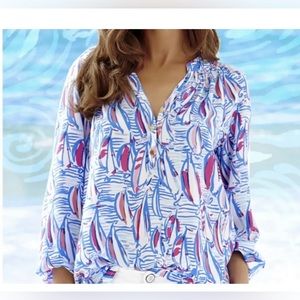 NWOT Lilly Pulitzer Elsa Silk Blouse  Long Sleeve  Multicolor XS